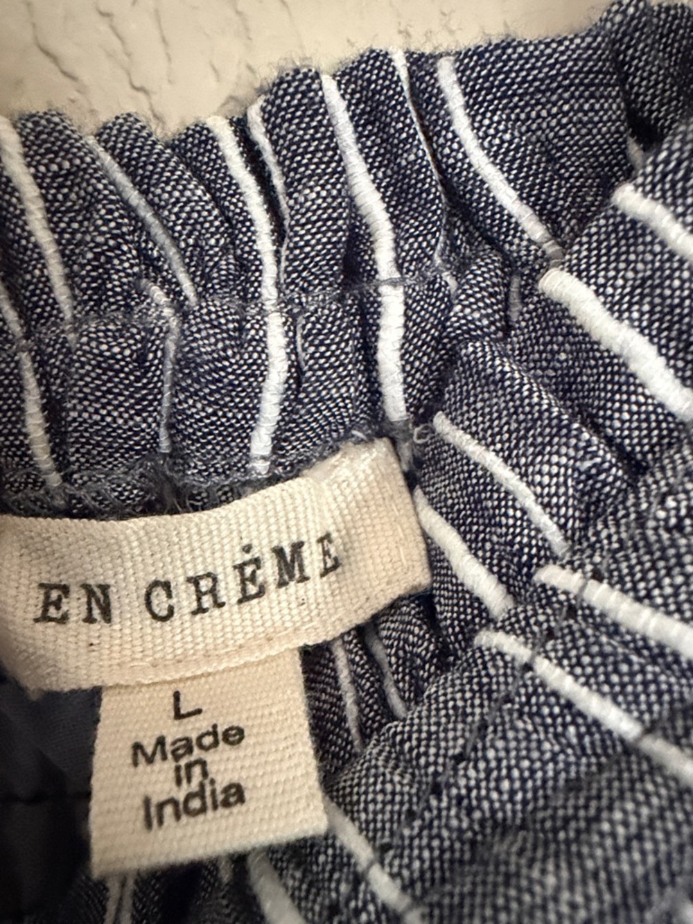 En Crème Striped Blue Tie-Shoulder Jumpsuit. Never Worn! NWOT! - Picture 9 of 11